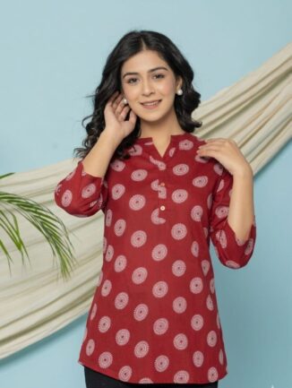 Maroon Mandala Print Short Kurti