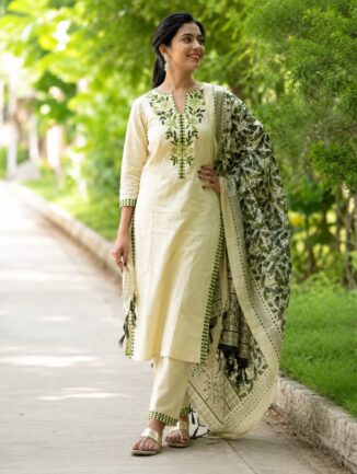 Ivory Floral Kurta Set