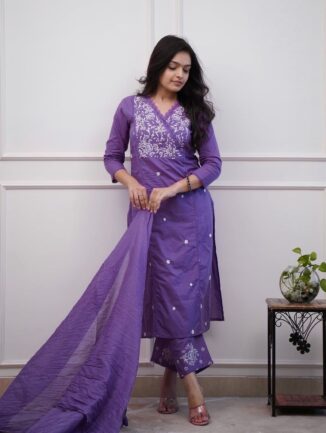 Lavender Embroidered Kurta Set