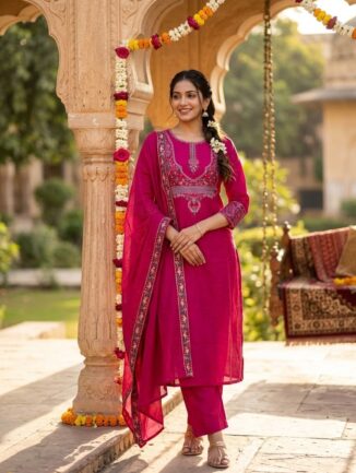 Fuchsia Embroidered Kurta Set